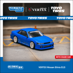 Tarmac Works x Vertex Nissan Silvia PS13 Blue Metallic - Toyo Tyres - Global 64 - Preorder