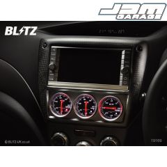 Blitz Carbon Panel - 3 x Red 52mm SD Gauges with Attachment Plate - 19170 - Impreza GH8, GRB, GVB
