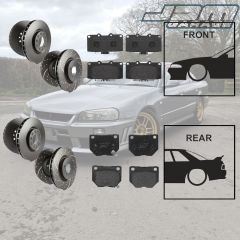 Front & Rear Brake Pads & Discs For Nissan Skyline R34 GTR 